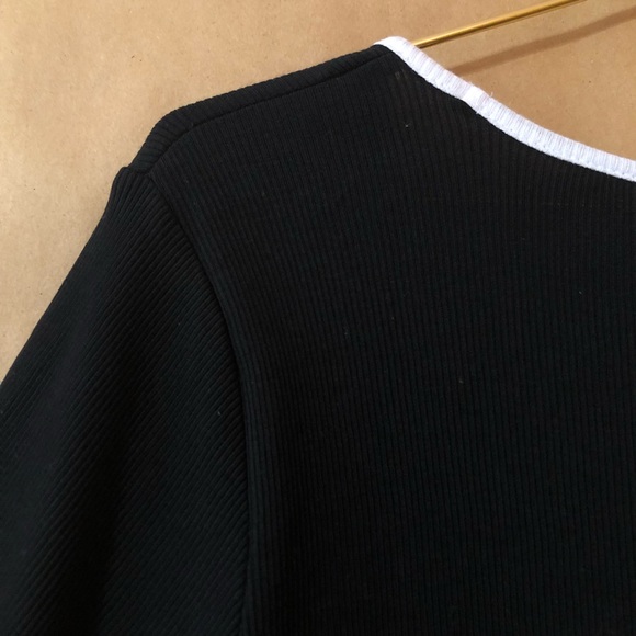 Zara Ribbed Scoop Neck Lettuce Hem Crop Top with Contrast Trim - Picture 7 of 7